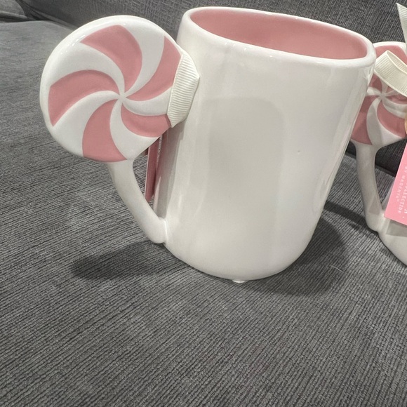 Rae Dunn Christmas SUGAR & SPICE Mug White Pink with Lollipop Handle Decor New - Picture 5 of 10